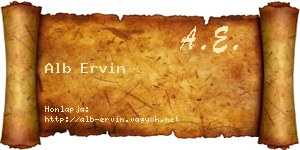 Alb Ervin névjegykártya
